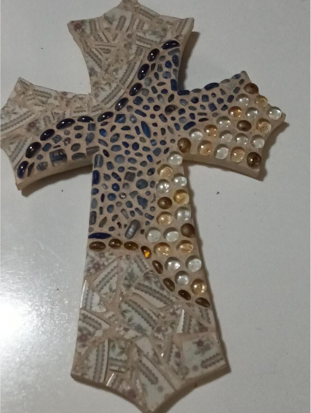 Mosaic Decorative Wall Cross 16x11